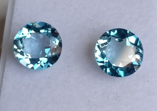 8X8 MM Natural Blue London Topaz Round Pair Top Quality Loose Gemstone 4.50 Cts - Picture 4 of 5
