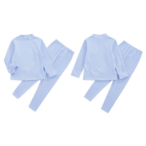 Kids Boys Girls Tees Dailywear Top Thermal Sleepwear Basic Set Mock Neck Suit - Picture 5 of 59