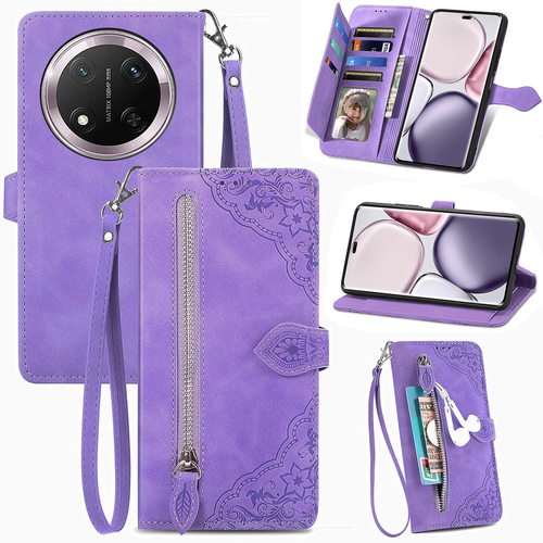 Cover per Honor Magic 7 Lite 5G, Custodia a Libro in Pelle PU Flip Case Con Port - Afbeelding 9 van 12