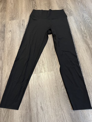 Aerie Offline Goals High-Rise Crochet Insert 7/8 Black Leggings Sz L L104 - Picture 4 of 7