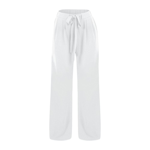 Women's Linen Wide Leg Pants Loose High Waist Beach Haren Trouser With Pockets - Picture 58 of 58