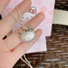 925 Sterling Silver Luxury Hello Kitty Pendant Necklace