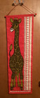 Cute Vintage MCM Ulster Irish Linen Wall Hanging Giraffe Growth Chart - Art