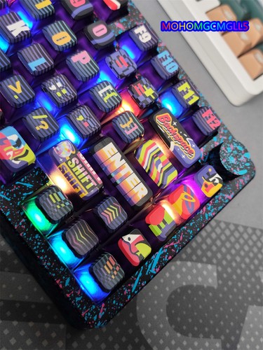 Neon Party Theme Graffiti PBT Keycaps 138pcs Keys ASA Hi For Mechanical Keyboard - Picture 19 of 21