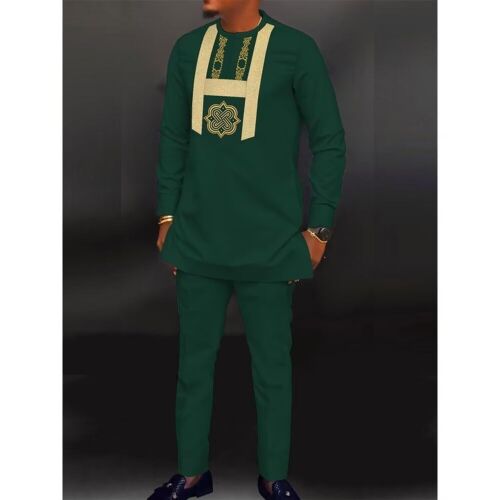African Clothes for Men Long Sleeve Dashiki Outfits 2 Piece Set African Shirt... - Picture 3 of 5