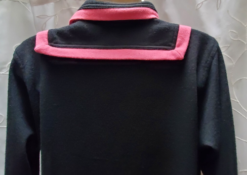 Vtg UNGARO PARIS DESIGNER BLACK PINK WOOL SNAP BIB SHEATH DRESS 40/6 ITALY - Picture 14 of 15