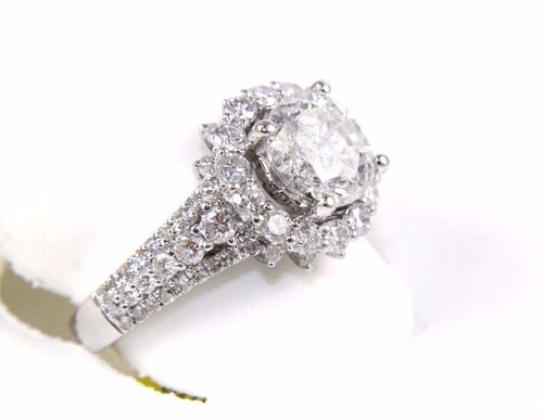 Natural Round Diamond Solitaire Lady's Ring 14k White Gold 3.00Ct - Picture 7 of 8