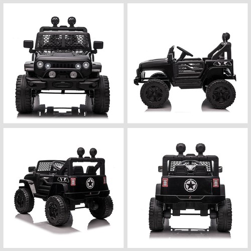 12V Battery Powered Kids Ride On Car Off Road Truck Toy w/ Parent Remote Black - Picture 10 of 11