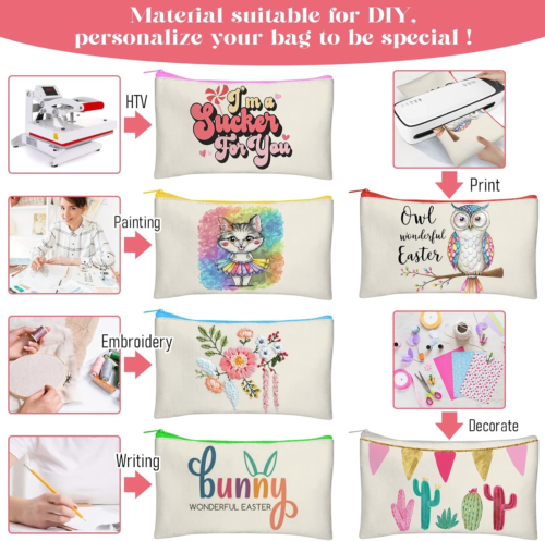 Blank DIY Craft Bag Canvas Pencil Case Blank Makeup Bags- Canvas Pencil Pouch... - Picture 2 of 7