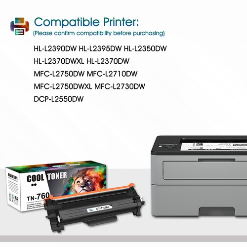 8 TN760 Toner Cartridges for Brother HL-L2350DW L2395DW L2390DW L2370DW Printer - Picture 3 of 9