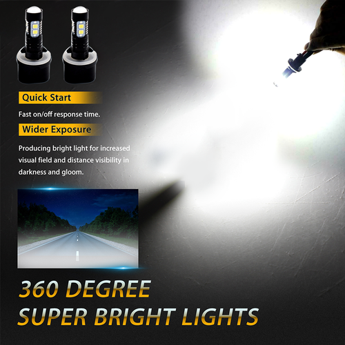 2PC 880 LED Fog Light Bulb DRL 6000K White High Power 890 892 893 899 Combo - Picture 3 of 10