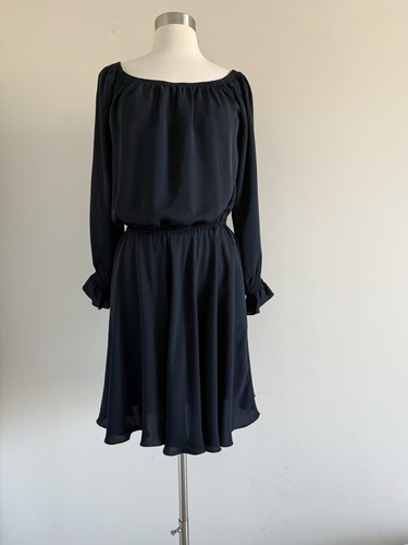 ARMANI COLLEZIONI ELASTIC WAIST NECK SLEEVE A-LINE DRESS SZ 42 IT/ US 6 - Picture 10 of 13