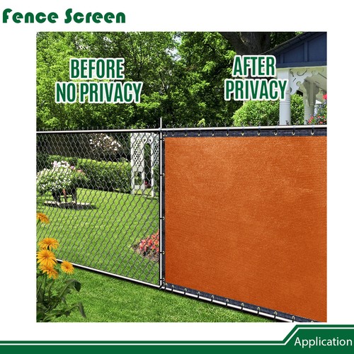 12ft Orange Privacy Fence Screen Mesh Fabric Cover with Zip-Ties for Patio Deck - Picture 6 of 9