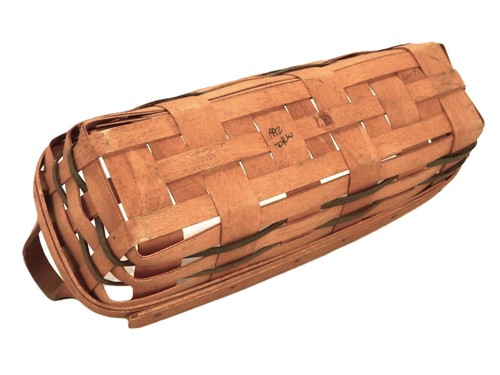 Longaberger Wicker Bread Basket, 12" x 5", Leather Loop Handles, 1992, BSK-21 - Picture 4 of 7