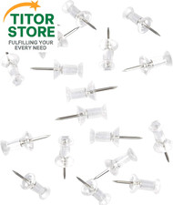 100-Pack Push Pins Tacks, Clear Plastic Head, Steel Point,Thumb 100-pack