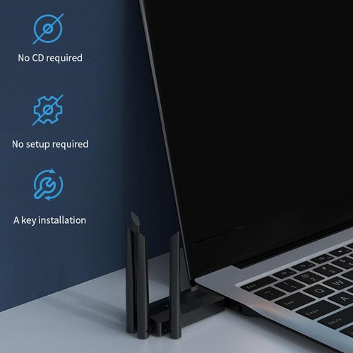 Wireless Network Card Wifi 1200Mbps Dual Band USB3'0 2'4G 5G PC' Desktop D2T1 - Bild 1 von 11