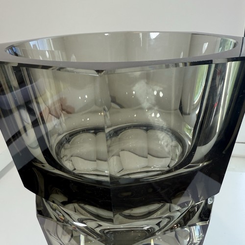 Josef Hoffman Moser Prism Faceted Smoky Smoked Gray Glass Art Deco Vase 12” READ - Picture 12 of 13