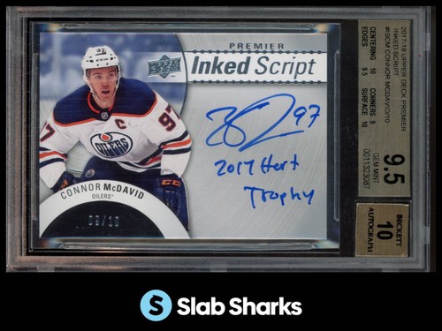2017 UD PREMIER #IS-CM CONNOR MCDAVID INKED SCRIPT AUTO INSCRIBED /10 BGS 9.5