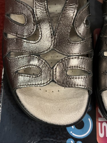HOTTER.”CRYSTAL” Metallic Pewter Leather Sandals.UK 4/37 STD - Picture 4 of 20
