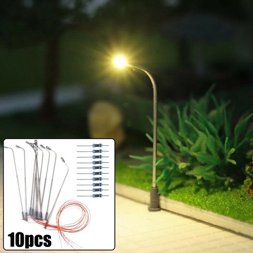 10 x Stahl Lampenpfosten mit warmwei?en LEDs f��r Modellbahn und Stra?enszenen - Photo 22/22