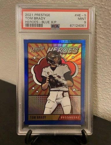 Panini Prestige Heroes Tom Brady Xtra Points Blue #HE-5 /249 PSA 9 Buccaneers