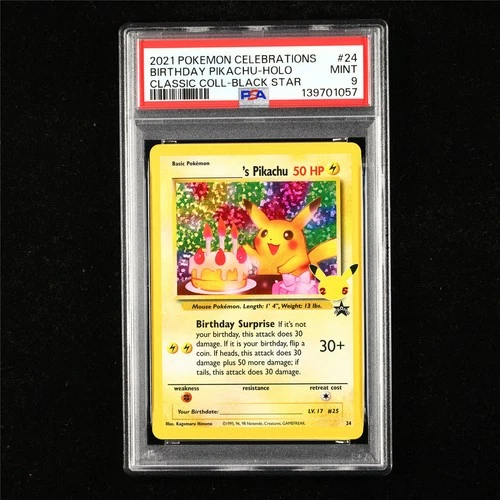 PSA 9 MINT 2021 Pokemon ENG Birthday Pikachu #24 Holo