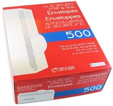PSTF10NWT 10 Envelopes, Strip  Seal, Security Tinted, White Paper, 24 lb, 500...