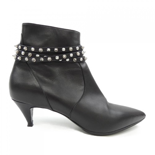 SAINT LAURENT Boots Women's Size 37.5 Black Leather - Picture 1 of 6