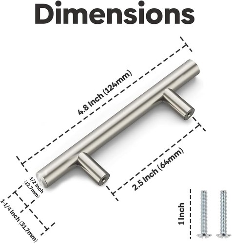 30 Pcs Brushed Nickel 4 inch Cabinet Handle Length | 2.5 inch Drawer Pulls Ho... - Picture 2 of 3