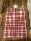Woven Cotton Blend Rag Rug 23" x 38" primitive Country White & Red