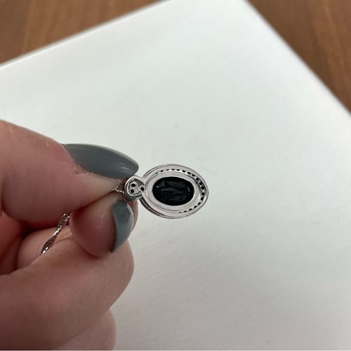 BBJ | Collana con ciondolo in argento sterling 925 e onice aureola catena regolabile - Foto 5 di 7