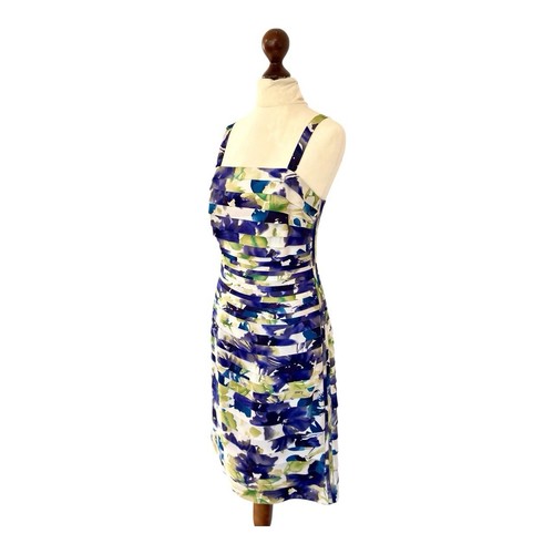 Condici Mother Of The Bride Dress Silk Blue Floral Ruched Occasion Wedding UK 10 - Picture 2 of 12