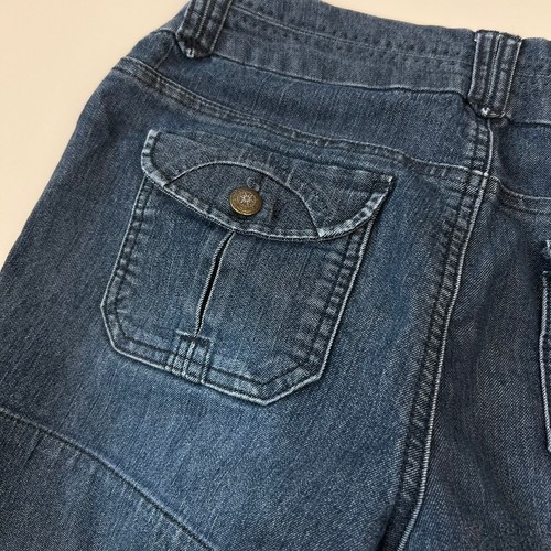 Vintage Y2K Low Rise Denim Shorts Damengröße 4 dunkle Waschung 4" Schrittlänge Stretch - Bild 4 von 10
