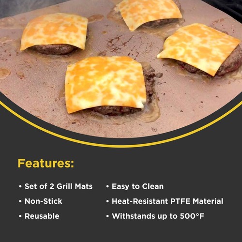 Copper Grill & Baking Mats Set of 2 - Non Stick Barbecue Grilling Mats - In S... - Picture 4 of 9