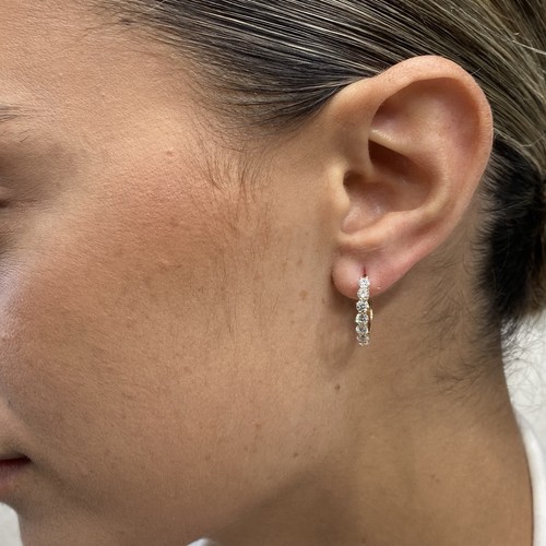 Diamond Earrings Round 1.1 Ct E-F VS1 Lab Created 14k Yellow Gold - Picture 3 of 10