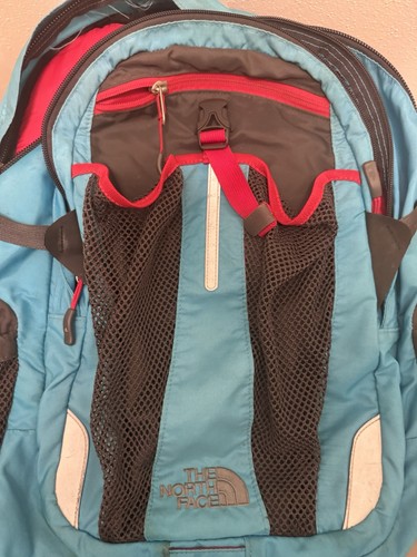 The North Face Recon Backpack Blue Black Red Laptop Compartment Hiking Travel - Picture 4 of 7