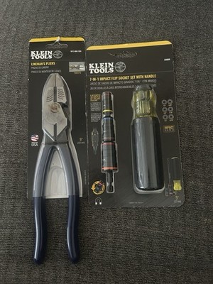 Klein Tools D213-9NE-SEN Lineman's Pliers & 32900R 7-in-1 Impact Flip Socket Set