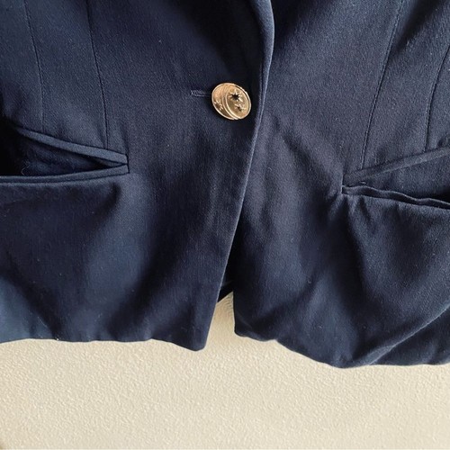 Blazer de lana Escada by Margaretha Ley azul marino con adornos de estrellas vintage - Imagen 4 de 9