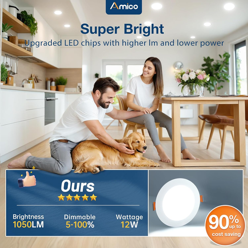 24 Pack 6 Inch 5CCT Ultra-Thin LED Recessed Ceiling Light with Junction Box, 105 - Picture 4 of 12