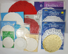 160 Vtg Unused Paper Lacy Doilies Gold Silver Red White 4-10.5 Inch Variety Lot