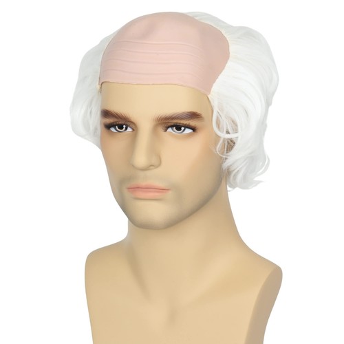 Miss U Hair Old Man Wig White Bald Cap With Hair On Sides Balding Wig Grandpa... - Picture 5 of 8
