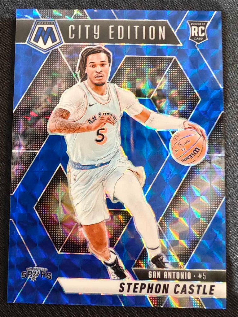 Stephon Castle 2024-25 Panini Mosaic 074/199 Blue City Edition RC Spurs #290