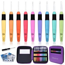 Light Up Crochet Hook with Battery 2.5-6.5mm, 9 Size Led Crochet Hooks Set wi...