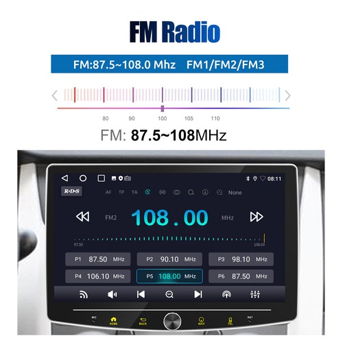 360° Giratorio 10.1" Android14 Carplay Coche Estéreo WiFi GPS BT Radio 4+64G Cámara - Imagen 13 de 16