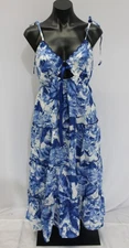 Francesca's Women's Spaghetti Strap Floral Maxi Dress AR8 Blue Small NWT