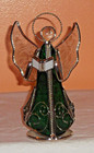 Vintage Stained Glass Angel Wearing a Green Robe Votive Candle Holder  - 7"