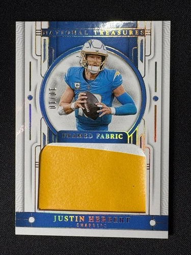2023 National Treasures  Justin Herbert Framed Fabric Holo Gold /10 🔥🔥🔥CLEAN