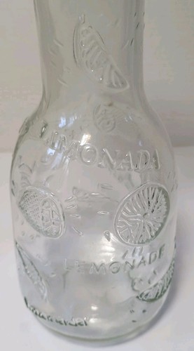 Vintage Klarglas Limonade geprägt Zitronen Karaffe Saft Behälter - Bild 4 von 7