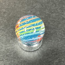 Contemporary Handmade Art Glass Marble .67" Rainbow  Blue Sparkle, UV Boro MIB