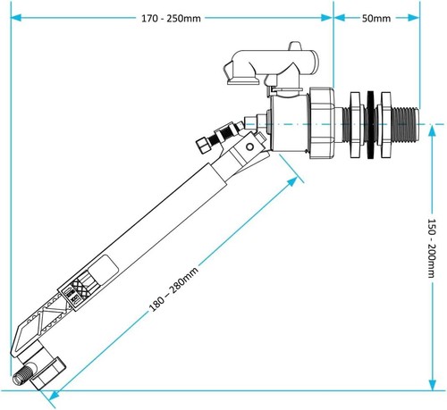 Universal Seiteneingang WC Spülkasten Füllventil mit verstellbarem Schwimmerarm - 1/2 - Bild 9 von 9